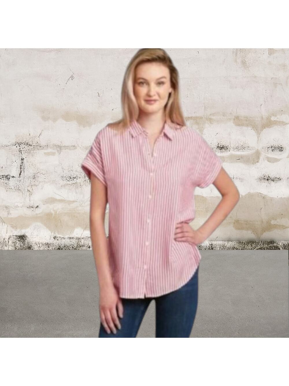 Cosmic Blue Love Ava Button Down Top Size Small